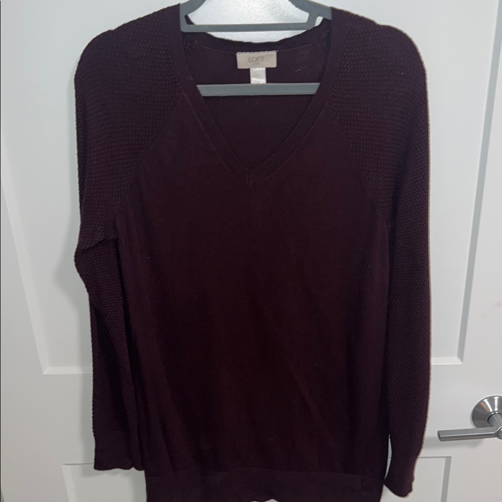 Loft - Women’s Burgundy V-Neck Sweater - Medium - Picture 6 of 7